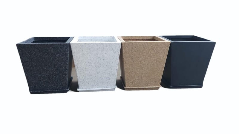 Square Slant With Plate Flower Pot - Medium Square Slant With Plate Flower Pot - Medium