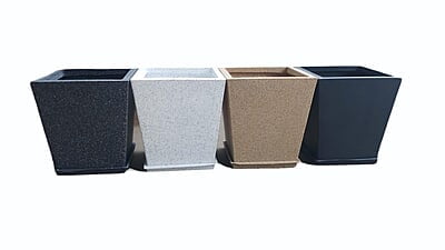 Square Slant With Plate Flower Pot - Large